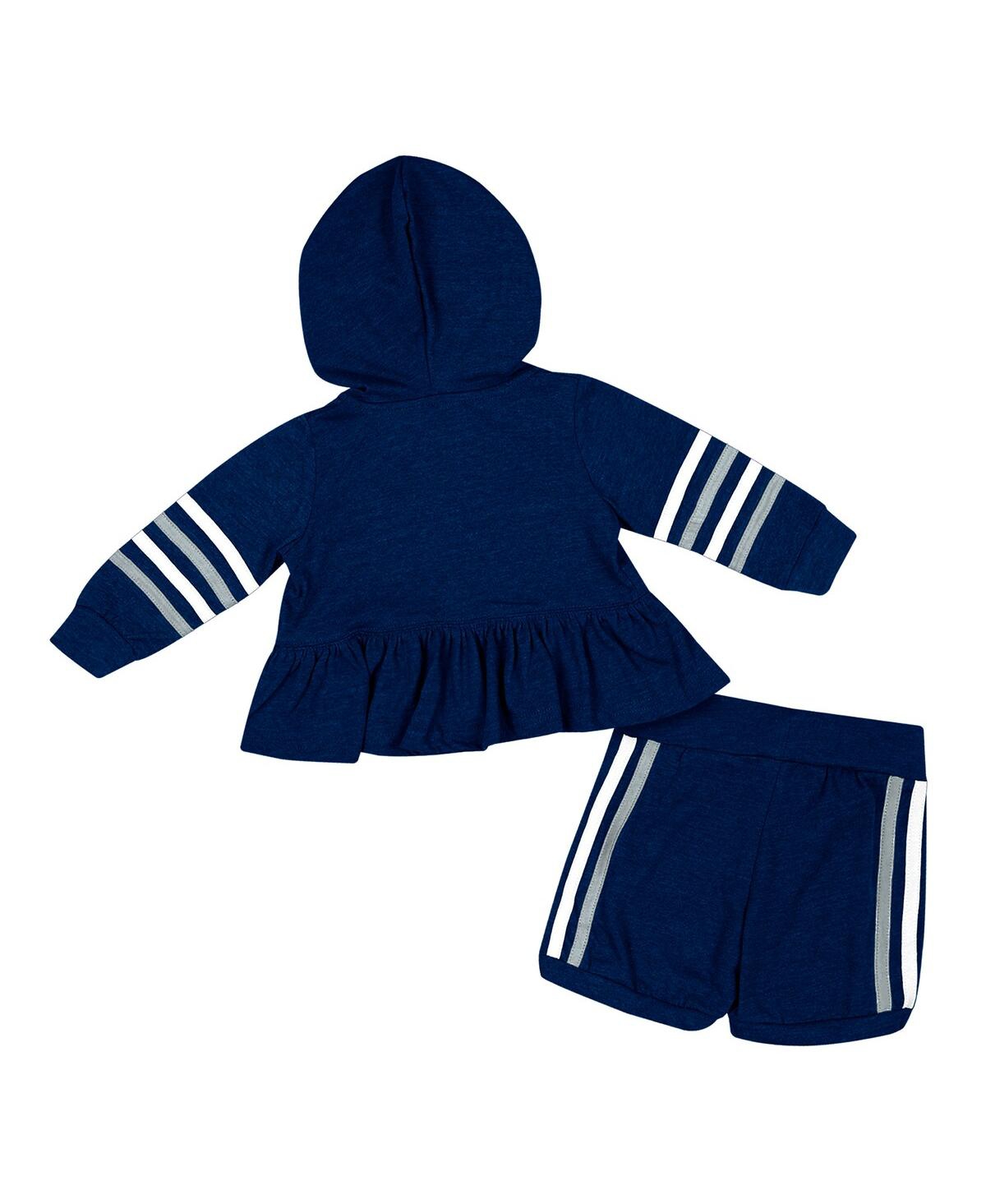 Shop Colosseum Girls Infant  Navy Penn State Nittany Lions Spoonful Full-zip Hoodie And Shorts Set