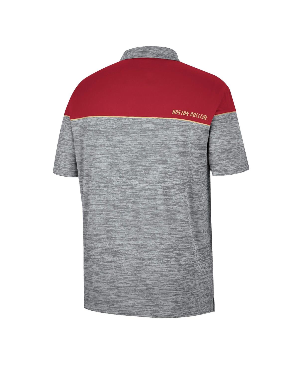 Shop Colosseum Men's  Heathered Gray, Maroon Boston College Eagles Birdie Polo Shirt In Heathered Gray,maroon