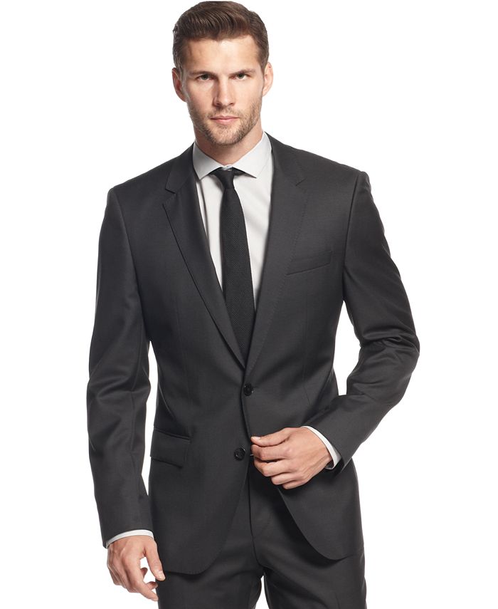 Hugo Boss BOSS Charcoal Solid Slim-Fit Suit - Macy's