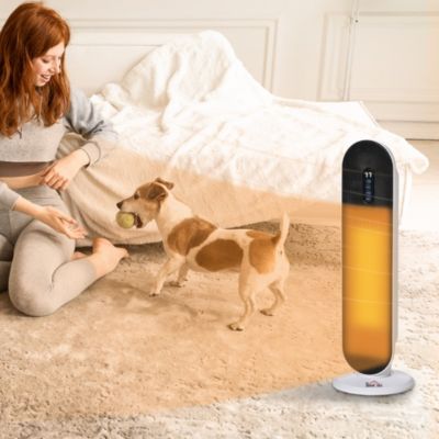 Portable Oscillating Ceramic Space Heater w/Remote & Anti-Tip, White