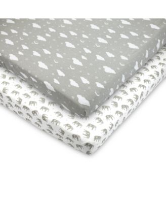 Pack and Play Fitted Sheet, Portable Pack N Plays Mini Crib Sheets, 2 Pack Play Sheets, 100% Jersey Cotton Playard Sheets