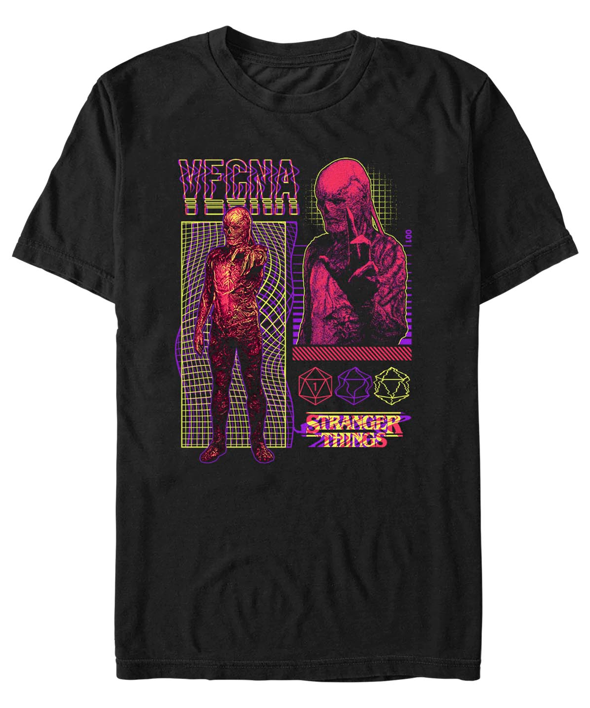 Fifth Sun Men's Stranger Things Vecna Streetwear Infographic Short Sleeves T-shirt In Black