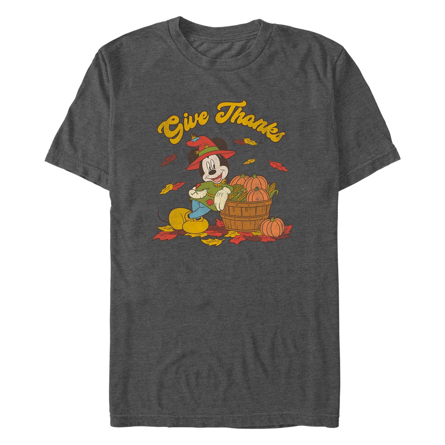 Мужская футболка Fifth Sun Mickey Classic Thankful Mouse Short Sleeves, цвет: Угольный меланжевый — фото 1