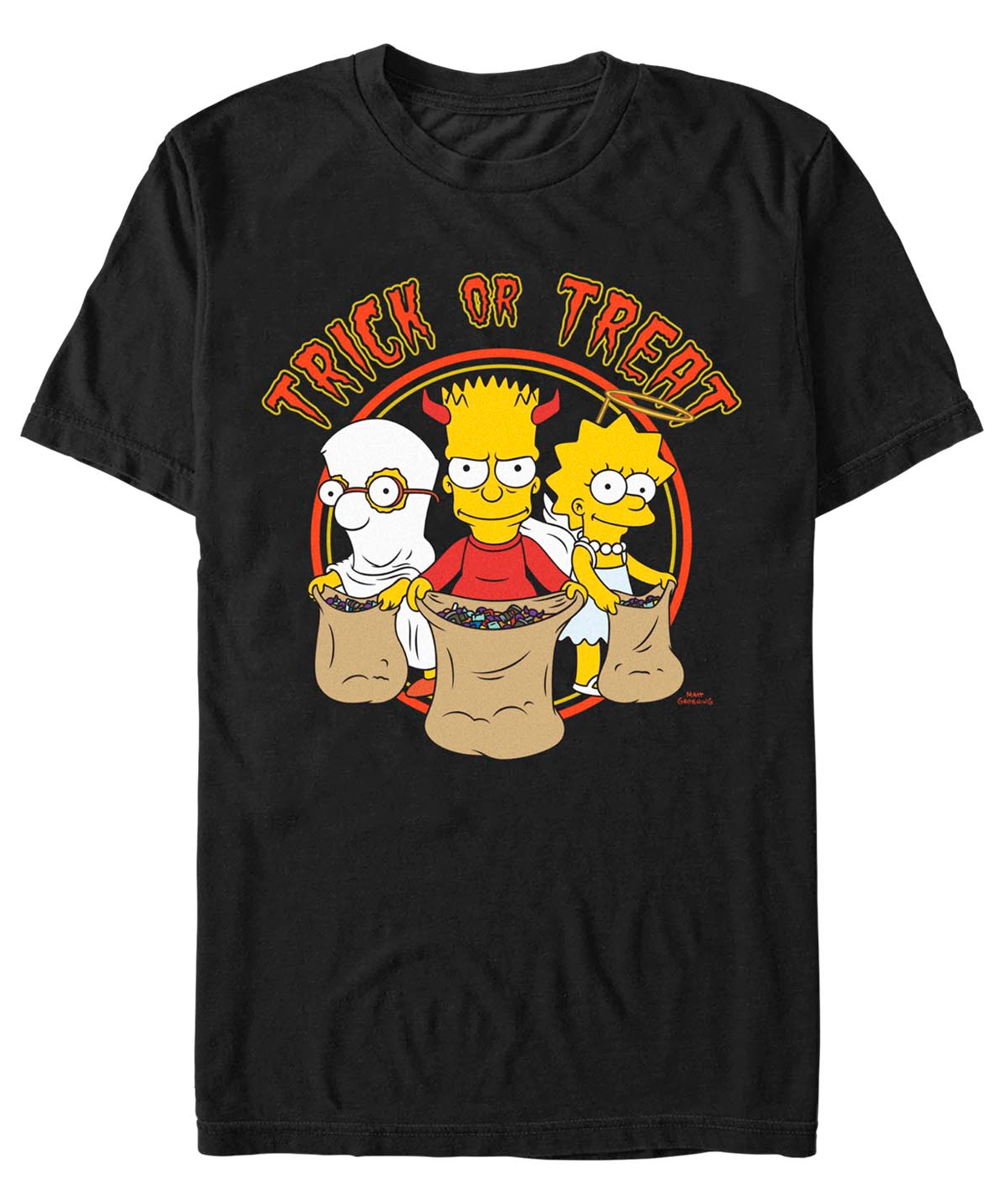 Fifth Sun Men's The Simpsons Trick Trio Short Sleeves T-shirt In Black
