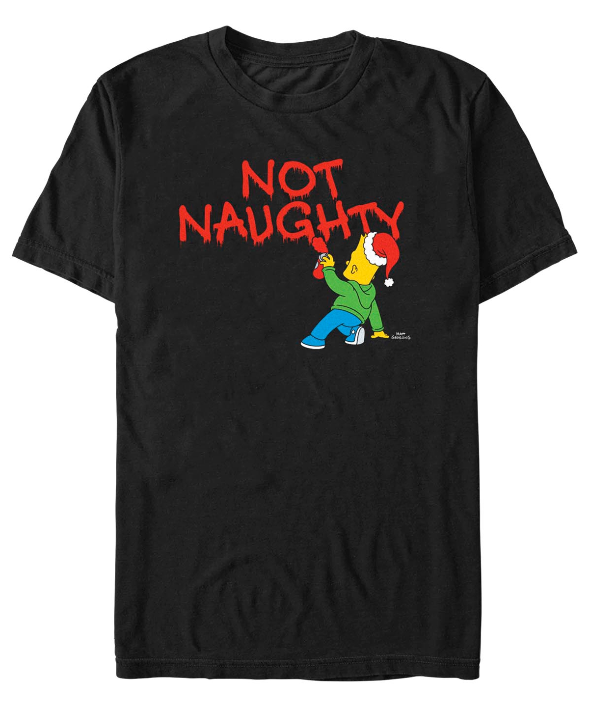 Fifth Sun Men's The Simpsons Not Naughty From Bart Short Sleeves T-shirt In Black