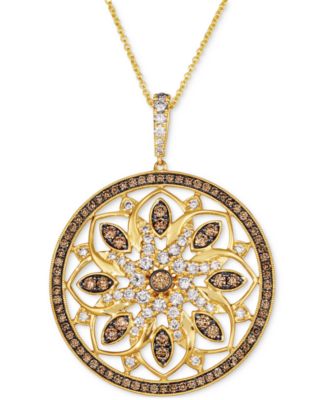 Le Vian - Chocolate Diamond (3/4 ct. t.w.) & Nude Diamond (1 ct. t.w.) Mandala 18" Pendant Necklace in 14k Gold