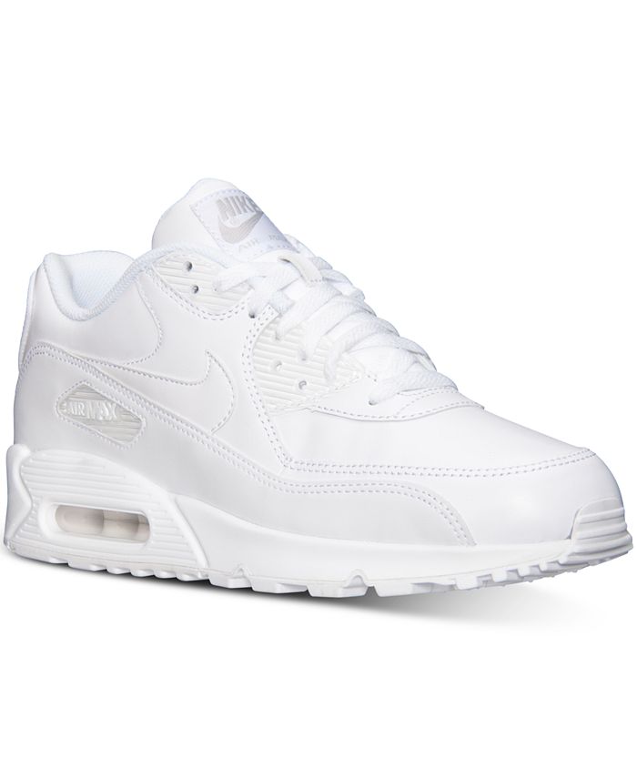 Mens Air Max 90 Casual Shoes in White/White Size 7.0 Leather Finish Line Men Shoes Flat Shoes Casual Shoes 