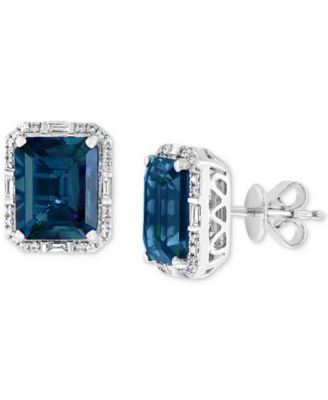 EFFY Collection - London Blue Topaz (8-1/10 ct. t.w.) & Diamond (1/4 ct. t.w.) Stud Earrings in 14k White Gold