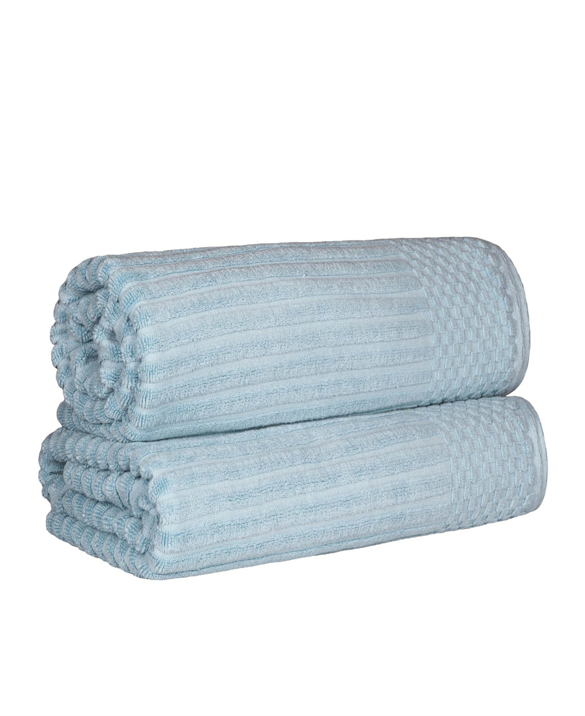 Superior Soho Checkered Border Cotton 2 Piece Bath Sheet Set, 68" X 34" In Slate Blue