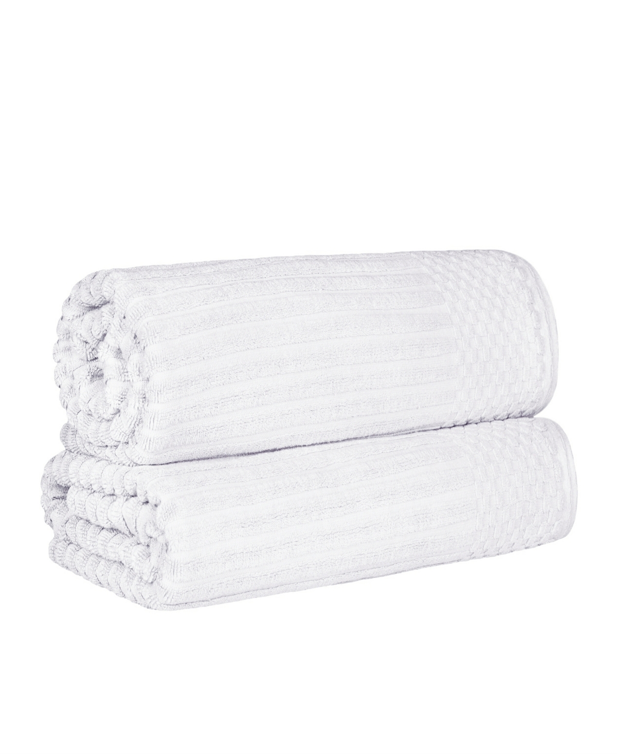 Superior Soho Checkered Border Cotton 2 Piece Bath Sheet Set, 68" X 34" In White