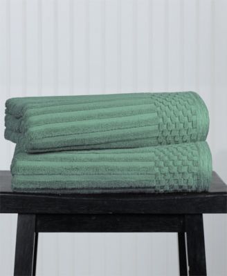 Soho Checkered Border Cotton 2 Piece Bath Towel Set, 54" x 27"