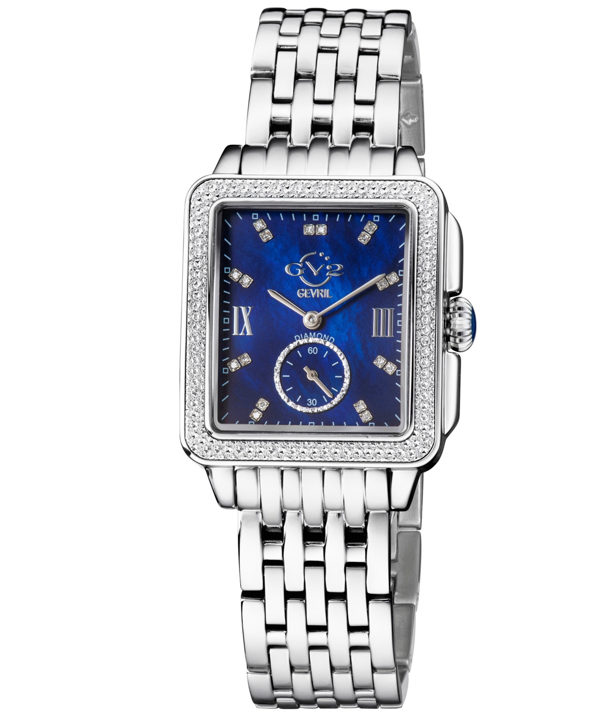 Gv2 By Gevril Women's Bari Tortoise Swiss Quartz Diamond Accents Silver-tone Stainless Steel Bracelet Watch 34mm X