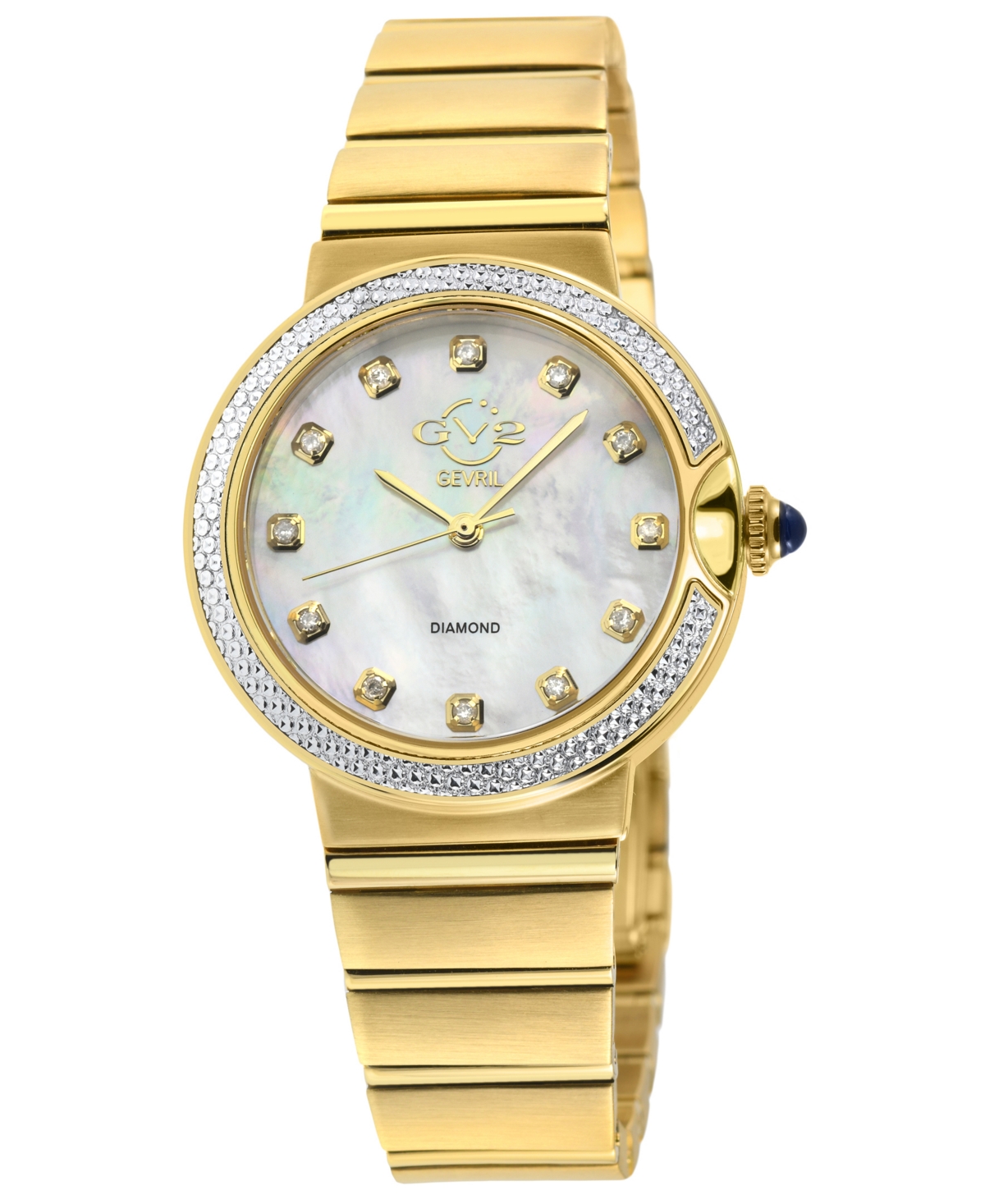 Gv2 By Gevril Women's Sorrento Swiss Quartz Diamond Accents Ion Plating Gold-tone Stainless Steel Bracelet Watch 3