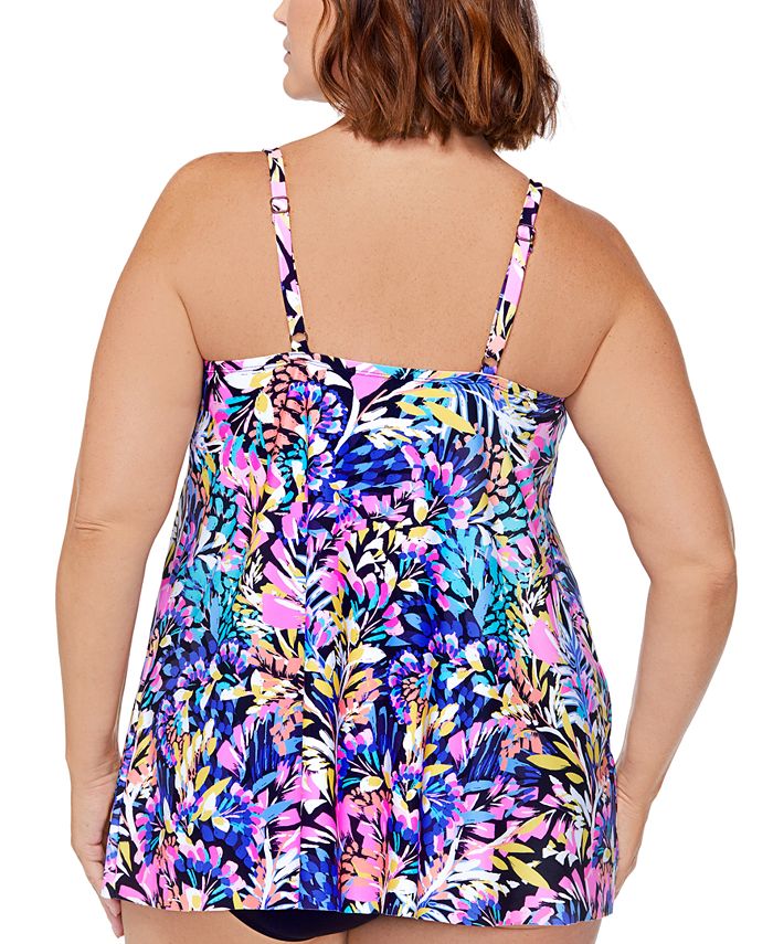 Island Escape Plus Size Printed Cape Town Underwire Tankini Swim Top ...