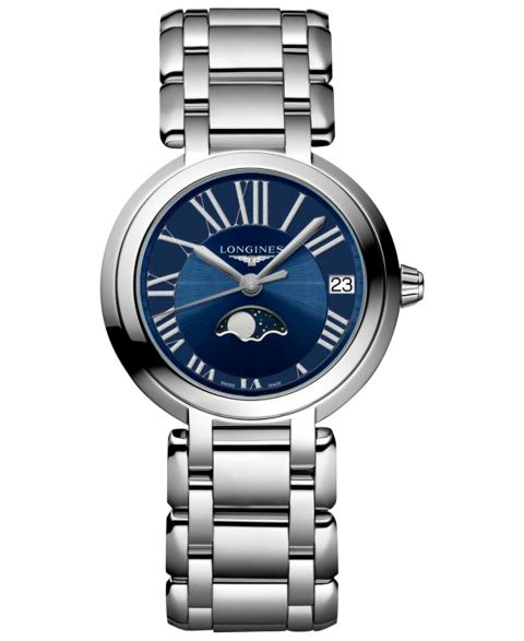 Женские часы Longines Swiss PrimaLuna Moon Phase Stainless Steel Bracelet Watch 31mm