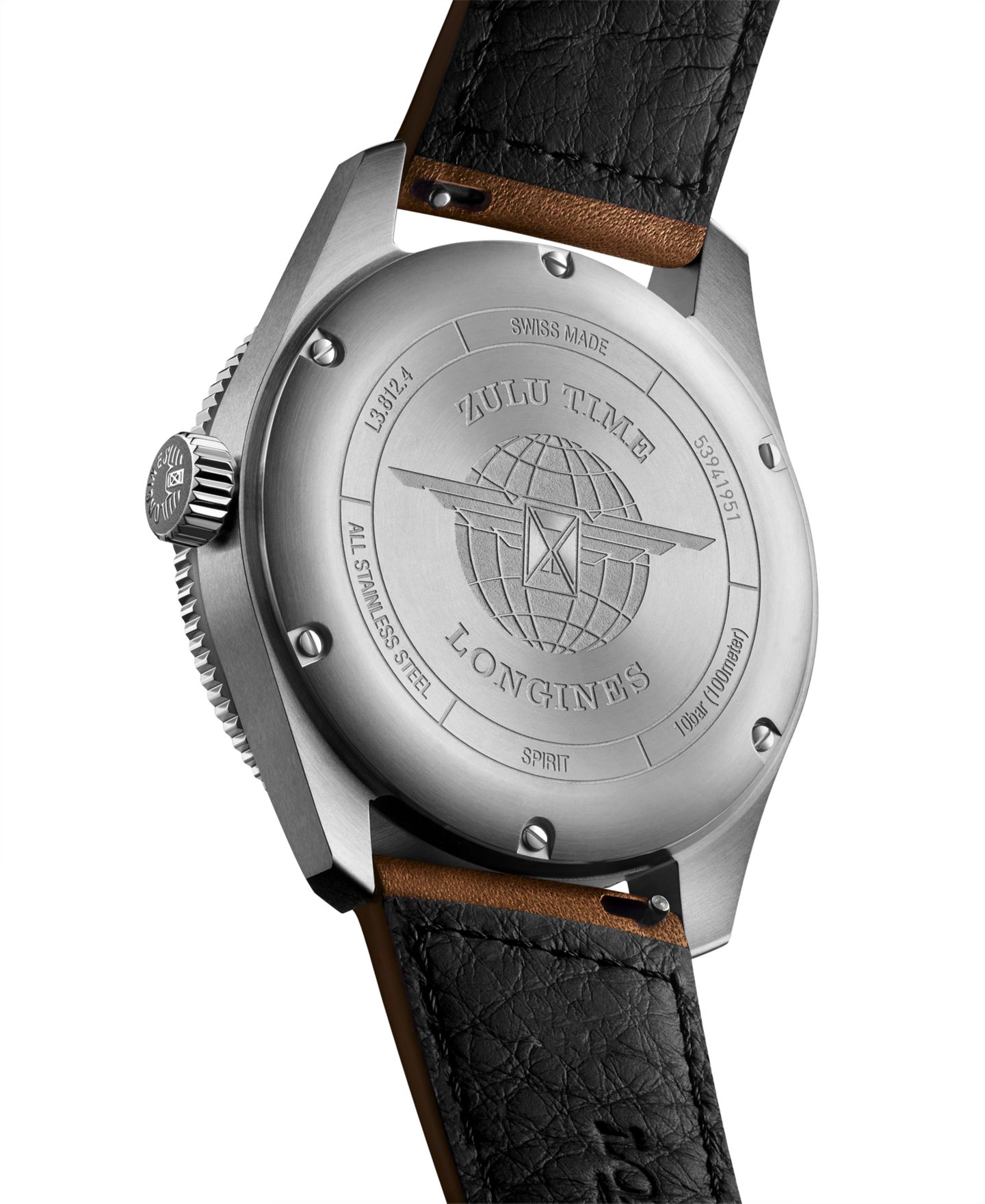 Мужские часы Longines Swiss Automatic Spirit Zulu Time Brown Leather Strap Watch 42mm — фото 2