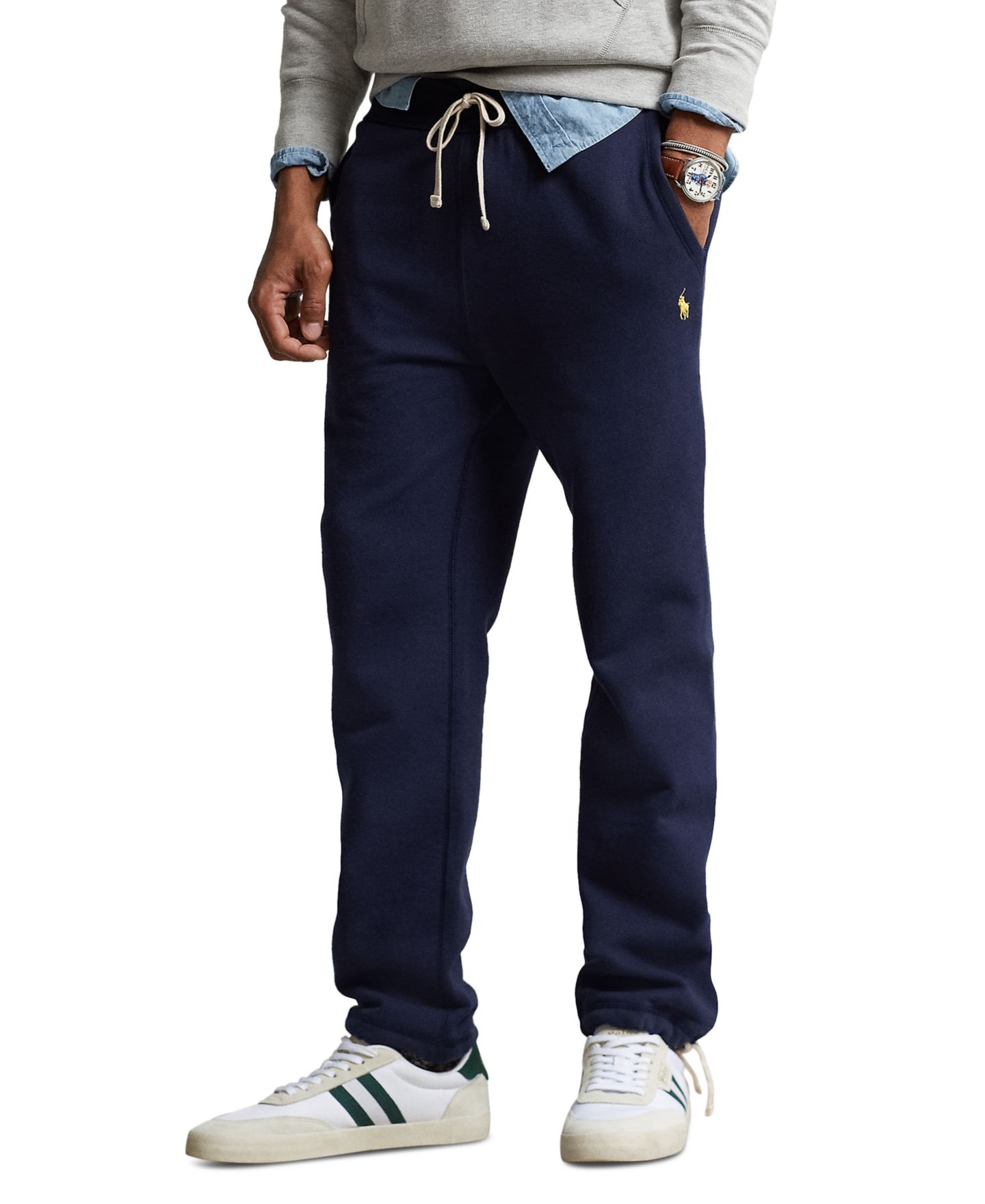 Мужские брюки Polo Ralph Lauren Signature Fleece Sweatpant, цвет: Тёмно-синий — фото 4
