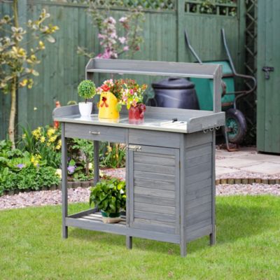 Potting Bench Prep Table with Faucet, and Storage,
