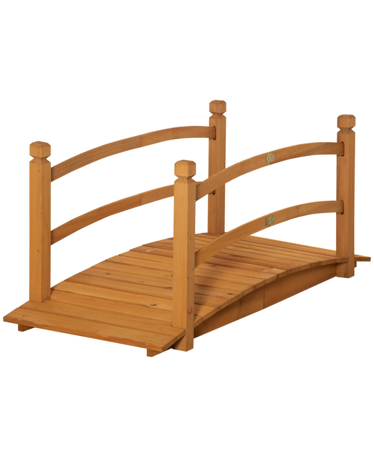 Outsunny 5ft Outdoor Garden Bridge, Arc Wooden Walkway Pond Bridge