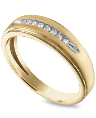 Macy's Men's Nine-Stone Diamond Ring in 10k White Gold (1/4 ct