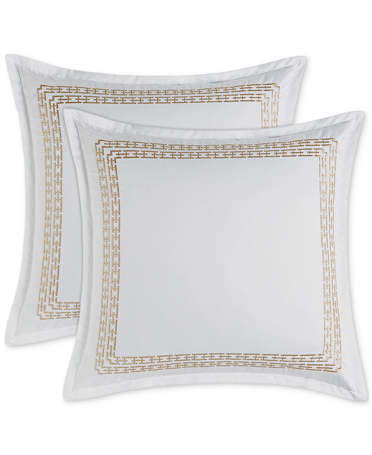 Chain Links Embroidery 100% Pima Cotton 2-Pc. Sham Set, Euro, Created for Macy's - Champagne