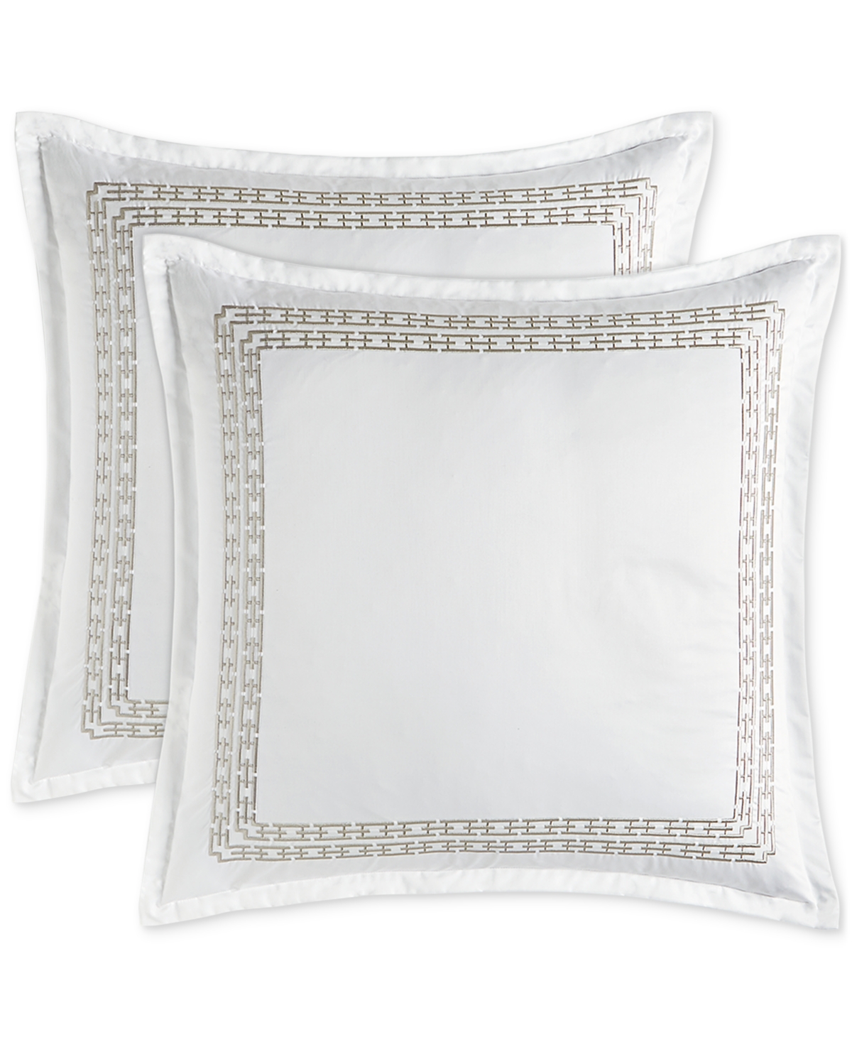 Chain Links Embroidery 100% Pima Cotton 2-Pc. Sham Set, Euro, Created for Macy's - Champagne