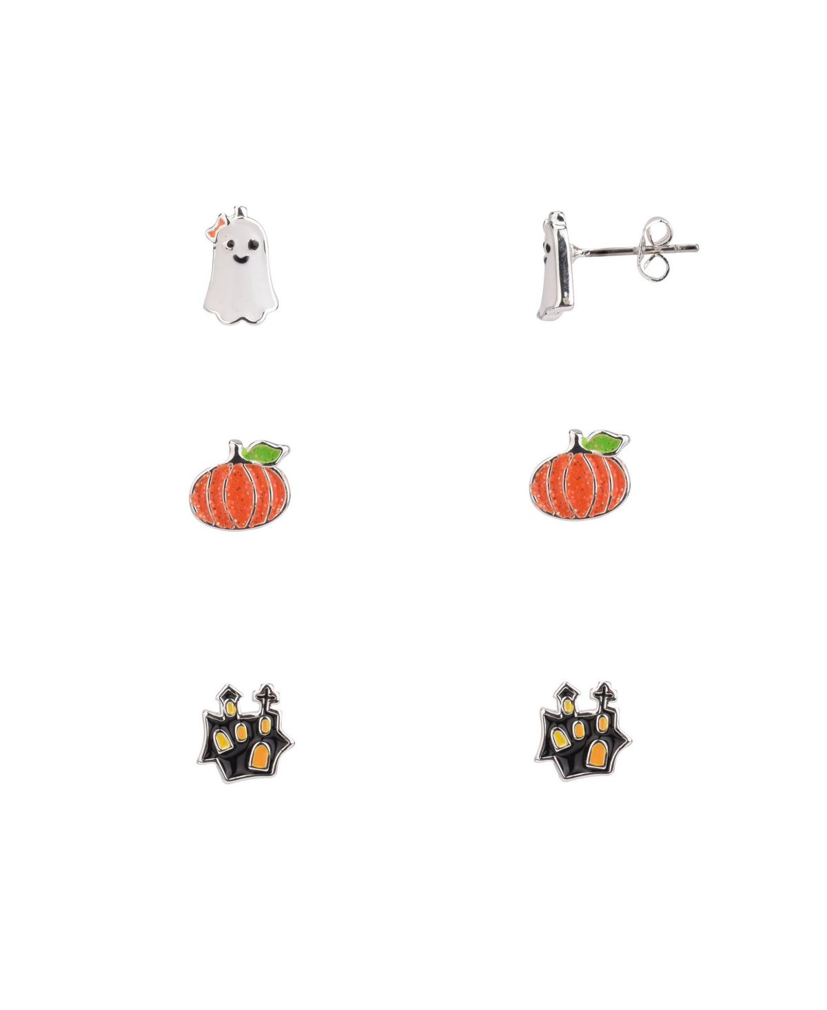 Fao Schwarz Pumpkin, Ghost And Haunted House Trio Earring Set, 6 Pieces In Multi