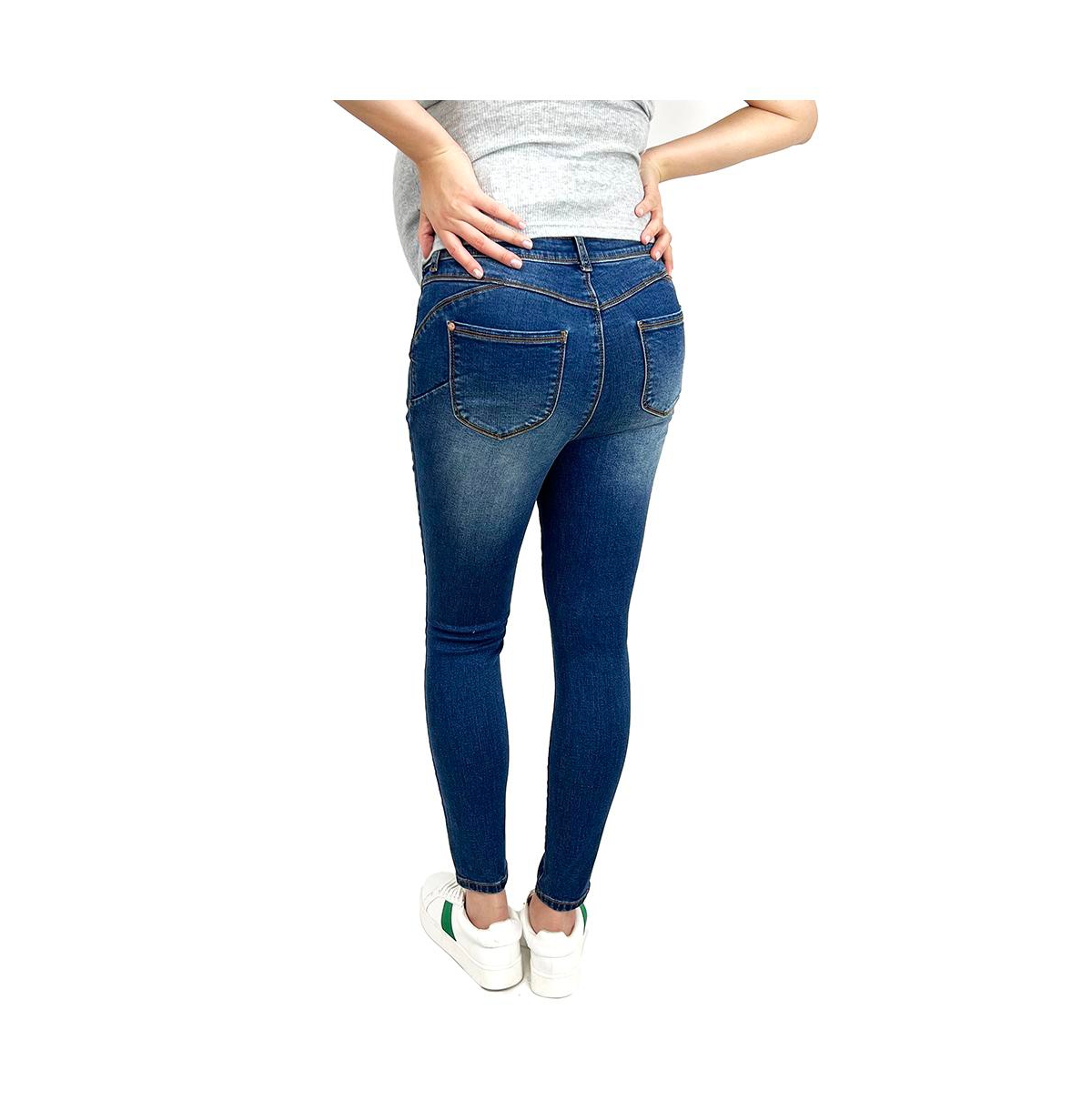 Maternity Lifter Skinny with Side Elastics Jeans - Blue