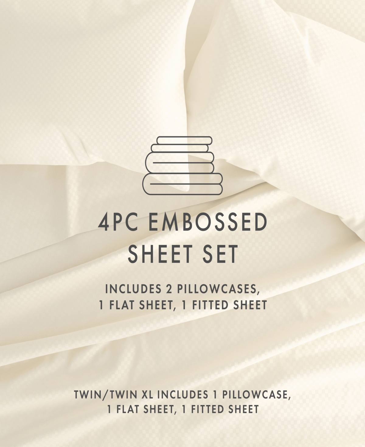 Expressed In Embossed by The Home Collection Checkered 4 Piece Bed Sheet Set,