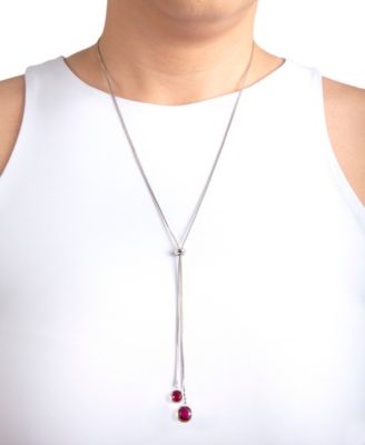 Crystal 30" Adjustable Box Chain Necklace (13/50 ct. t.w.) in Fine Silver Plated Brass
