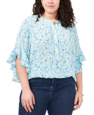 Vince Camuto - Plus Size Printed Half-Placket Blouse