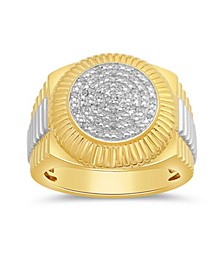 Men's Diamond Two-Tone Circle Cluster Style Ring (1/10 ct. t.w.) in 18k Gold-Plate  Sterling Silver (Also in Sterling Silver)