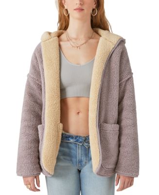 Lucky Brand Reversible Hi Pile Hooded Sherpa Cardigan Sweater Macy s