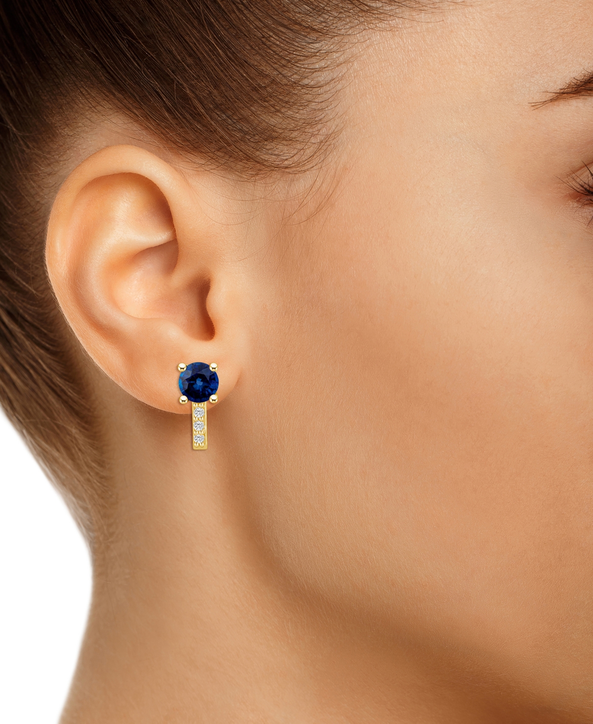 Macy's Sapphire (2 Ct. t.w.) and Diamond (1/8 Ct. t.w.) Stud Earrings