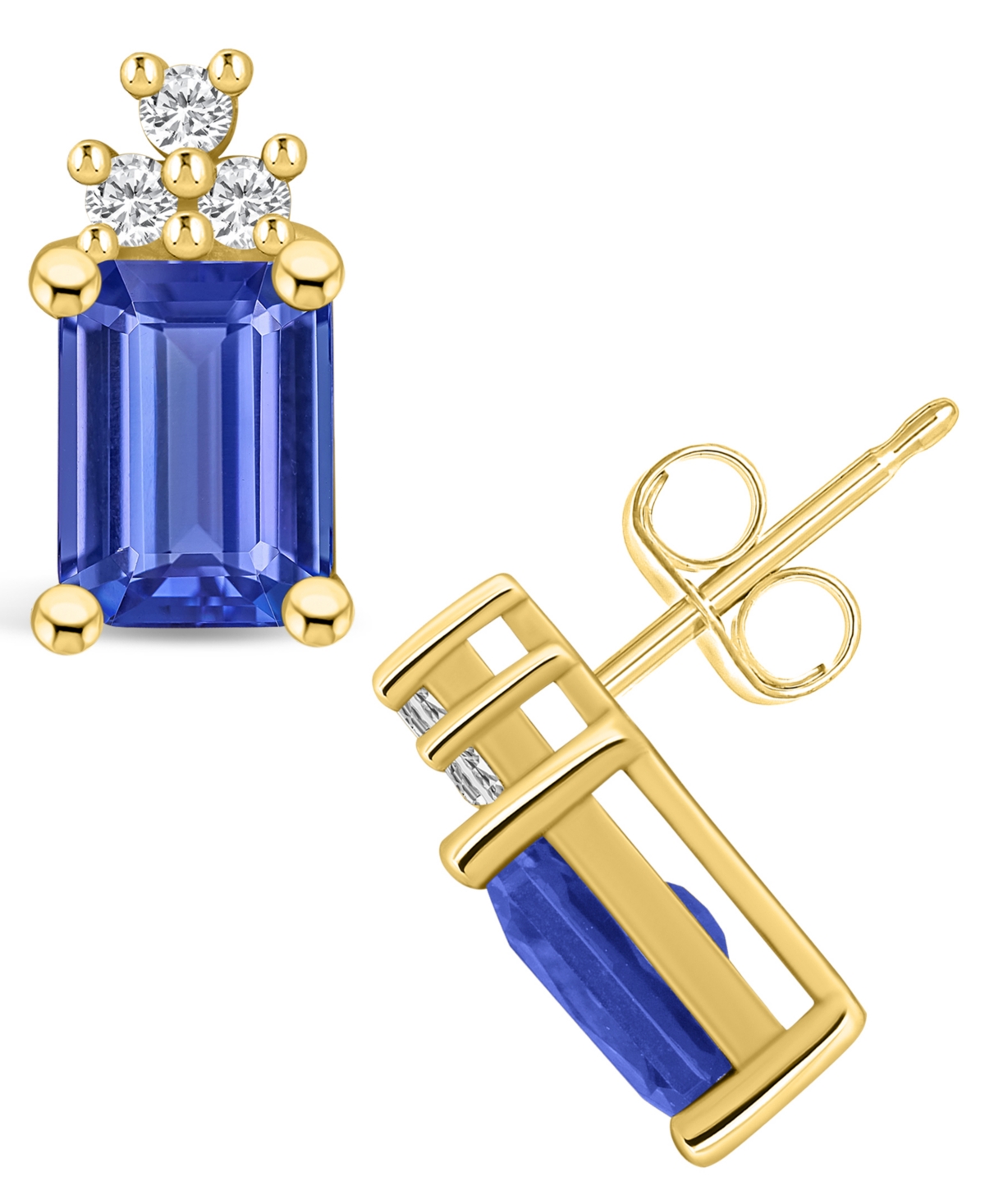 Macy's Tanzanite (3-1/5 Ct. T.w.) And Diamond (1/5 Ct. T.w.) Stud Earrings In Gold