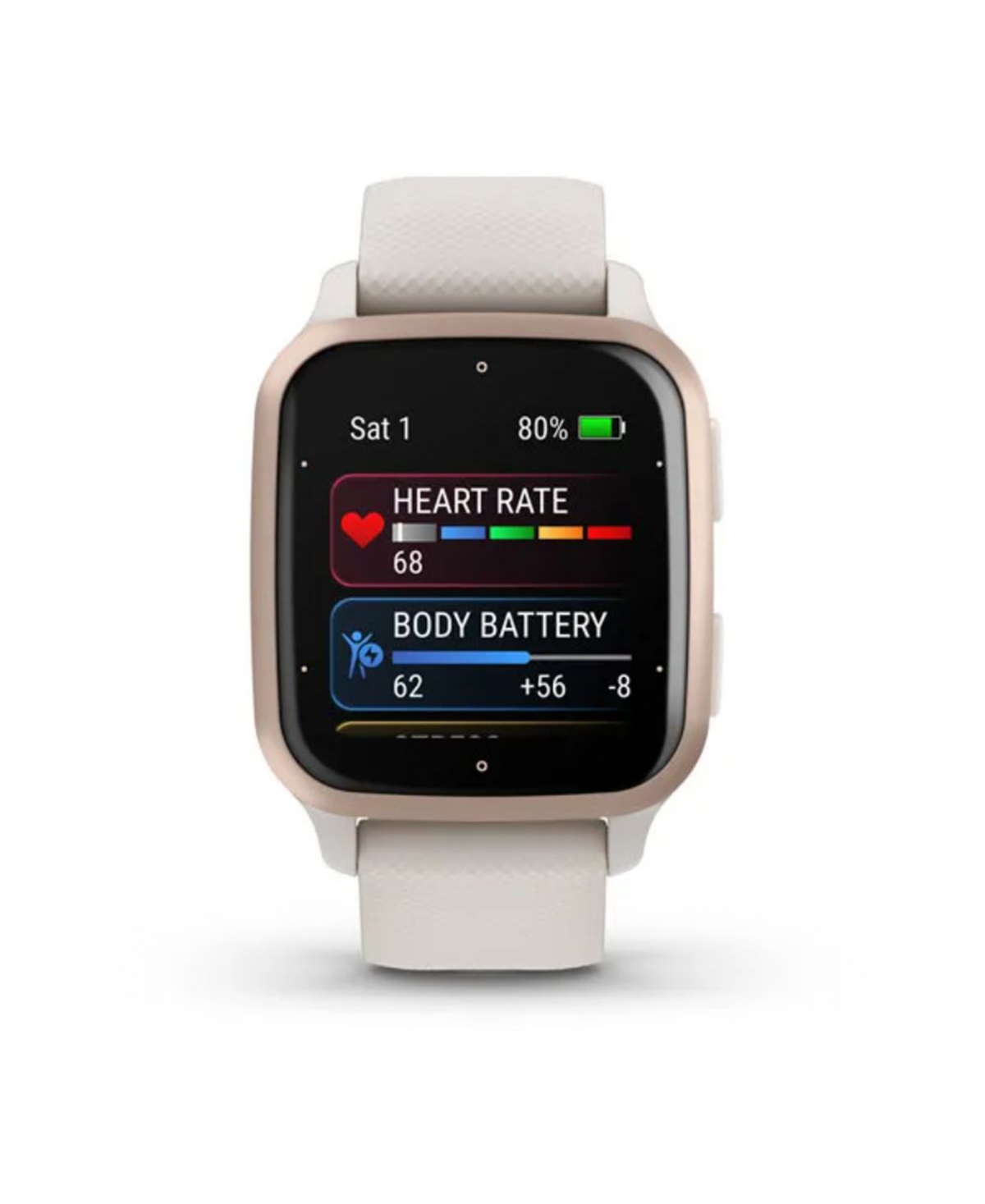Garmin Unisex Venu Sq 2 Music Peach Gold-Tone Silicone Band Watch 40mm