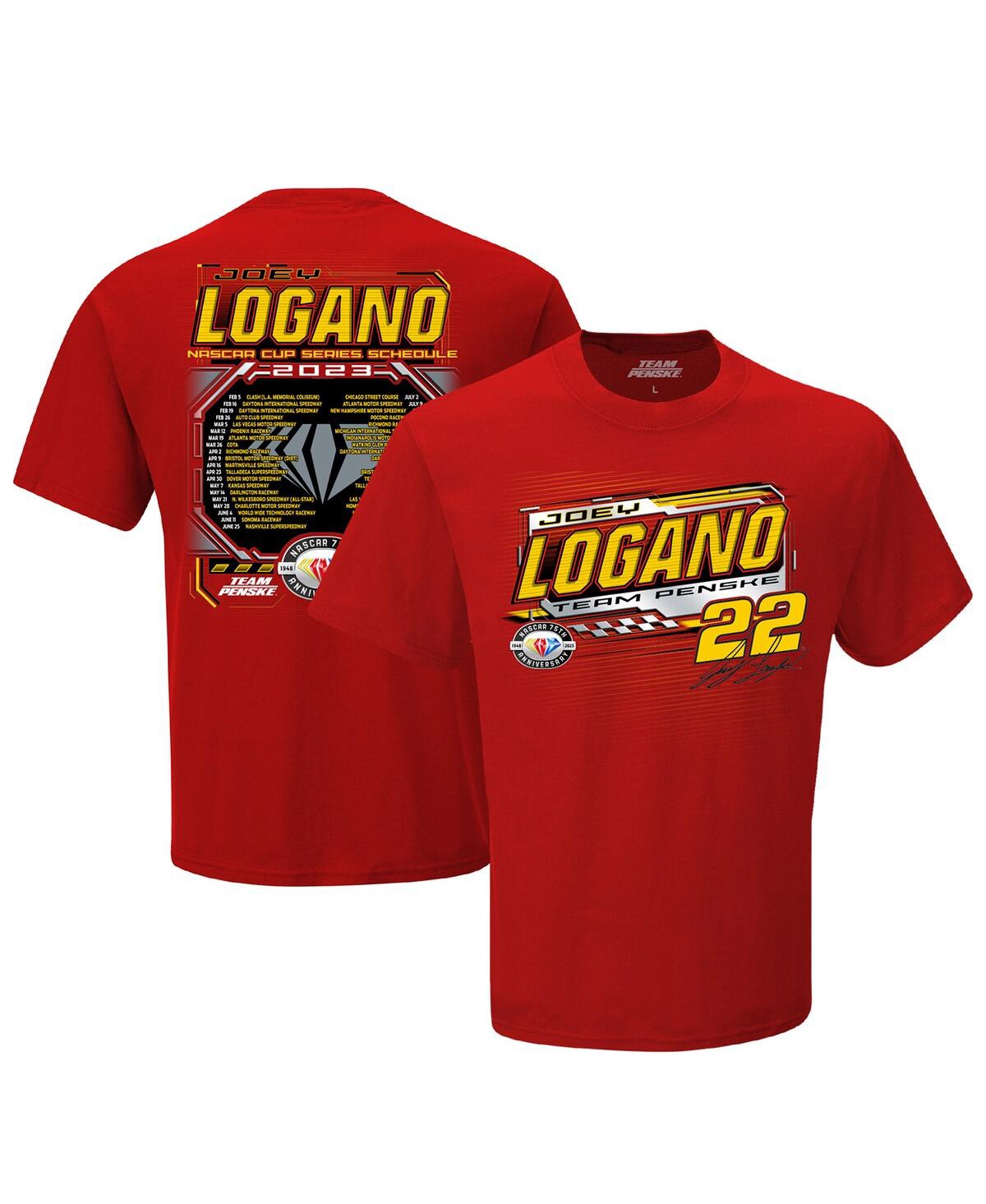 Men's Team Penske Red Joey Logano 2023 Nascar Cup Series Schedule T-shirt - Red