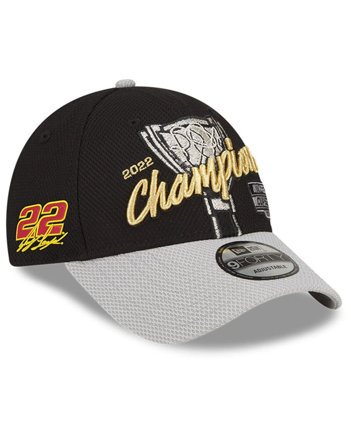 New Era Men's  Black, Gray Joey Logano 2022 Nascar Cup Series Champion Victory Lane 9forty Adjustable In Black,gray