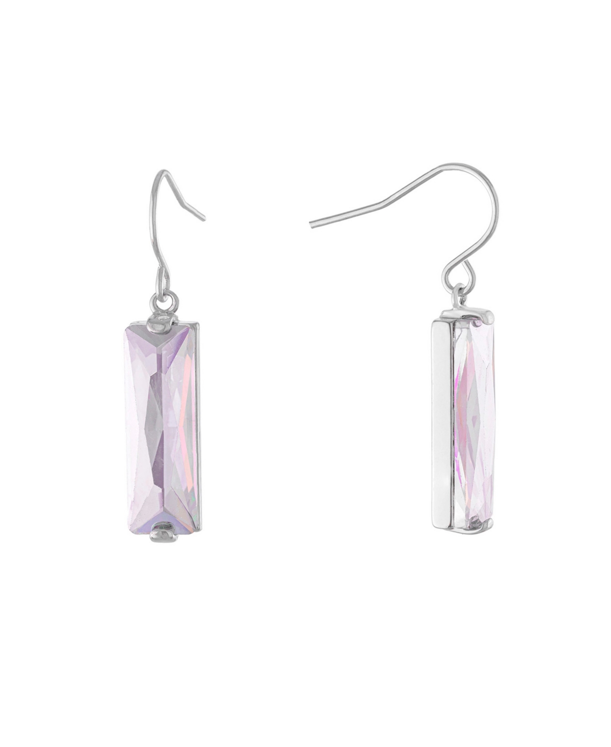 Macy's Rectangular Crystal Drop Earrings in Silver-Plate - Purple