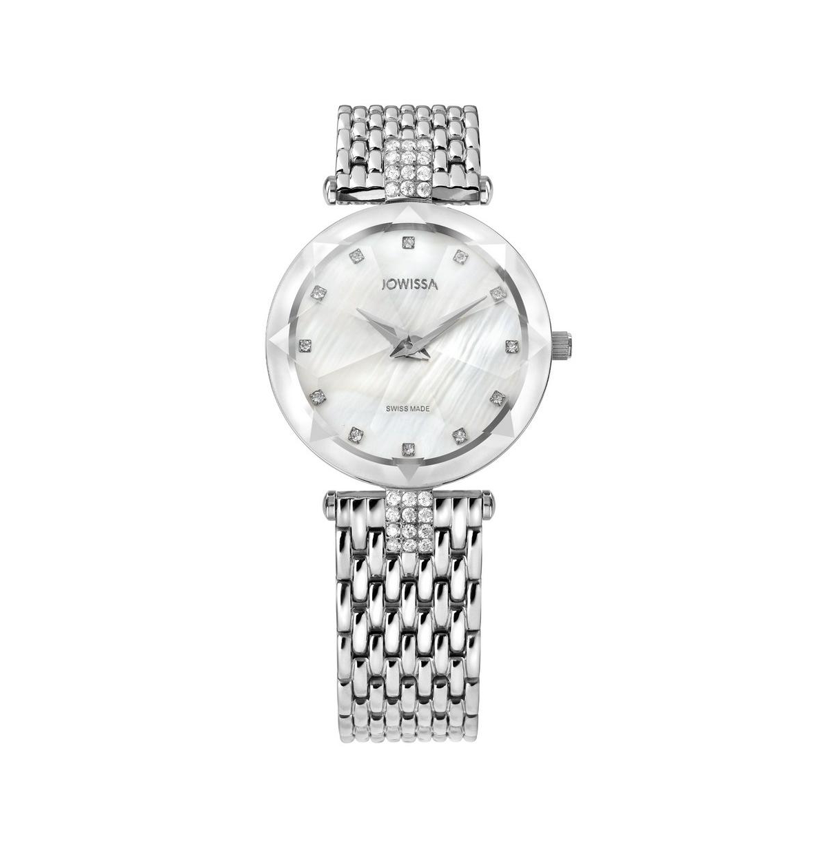 Facet Strass Swiss Ladies 30mm Watch - Mop Dial - White