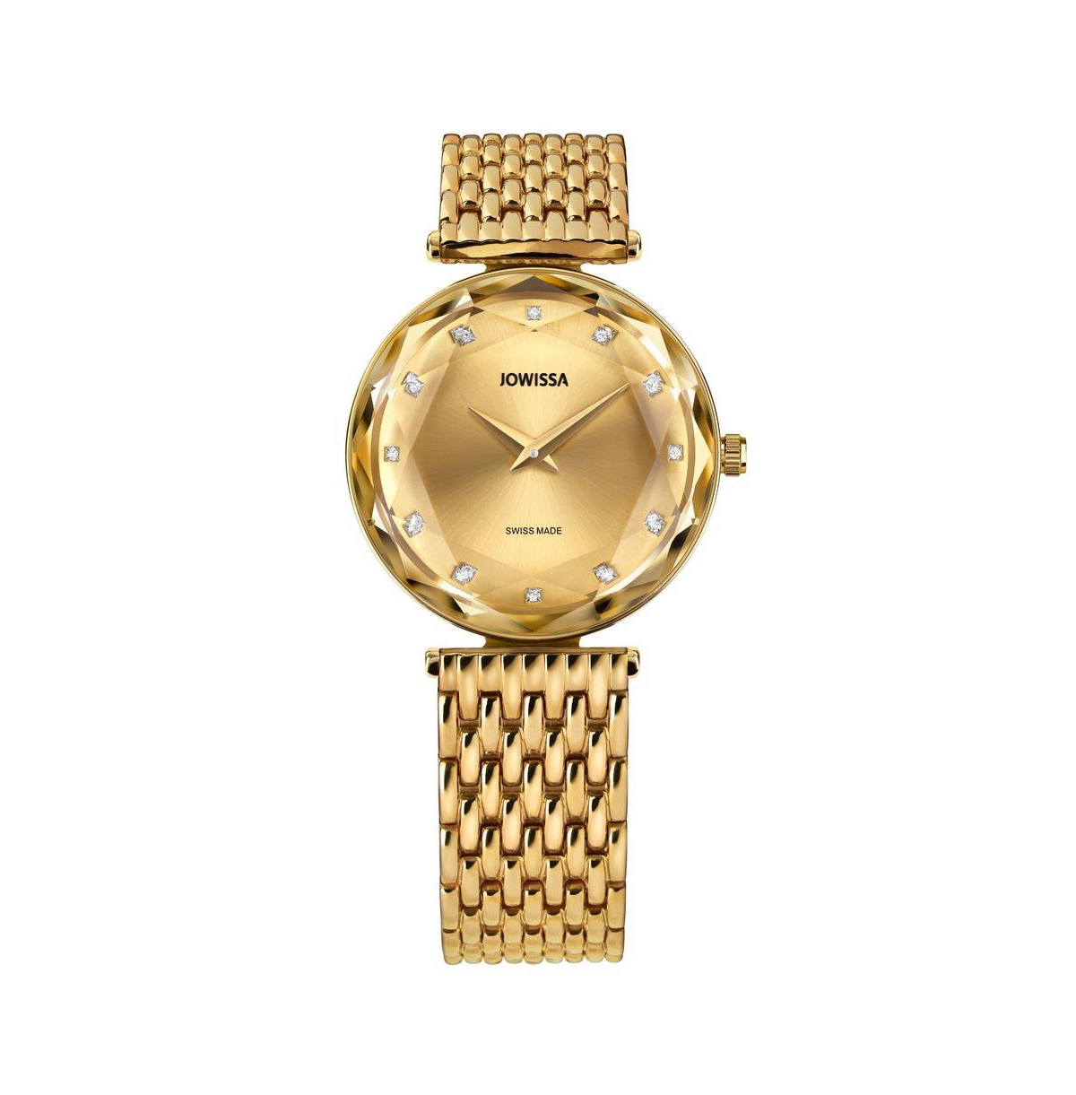 Facet Brilliant Swiss Gold Plated Ladies 30mm Watch - Gold