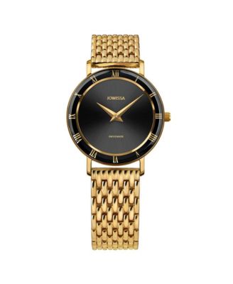 Roma Swiss Gold Plated Ladies 30mm Watch - Black Dial