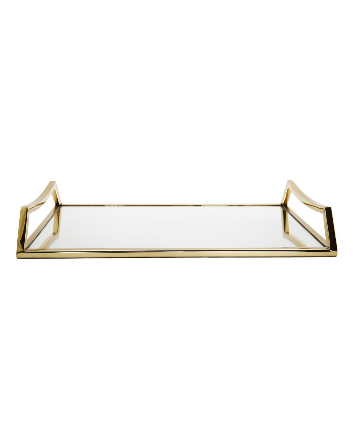 Classic Touch Oblong Mirror Serving Tray with Handles