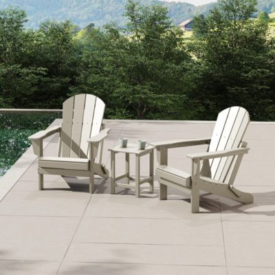 3 Piece Set Outdoor Folding Adirondack Chairs with Side Table