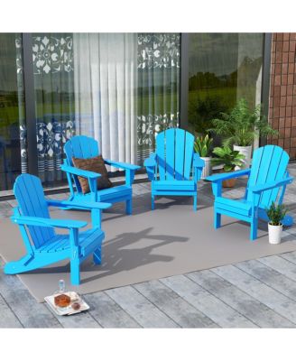 All-Weather Contoured Outdoor Poly Folding Adirondack Chair (Set of 4)