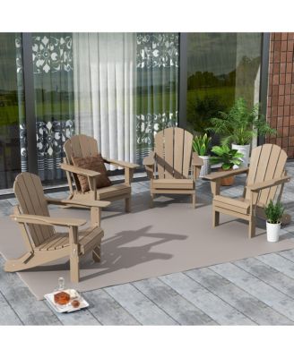 All-Weather Contoured Outdoor Poly Folding Adirondack Chair (Set of 4)