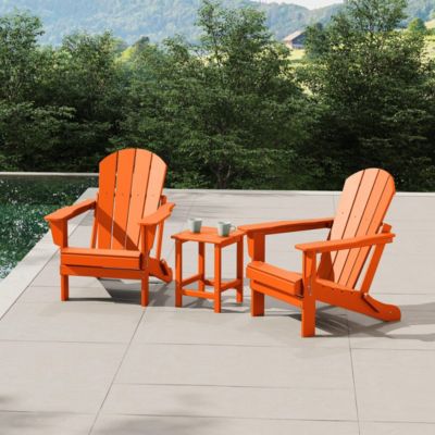 3 Piece Set Outdoor Folding Adirondack Chairs with Side Table