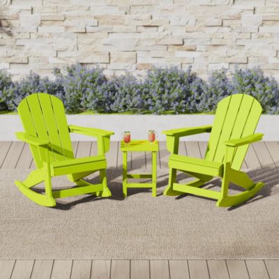 3 Piece set Outdoor Patio Poly Adirondack rocking chairs with side table