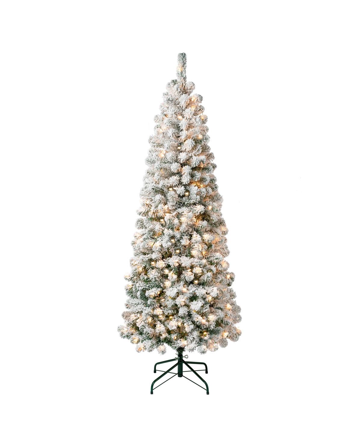 National Tree Company First Traditions 6' Acacia Medium Flocked Tree With Clear Lights In Green