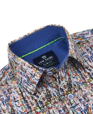 Men's Slim Fit Performance Long Sleeve Printed Dress Shirt